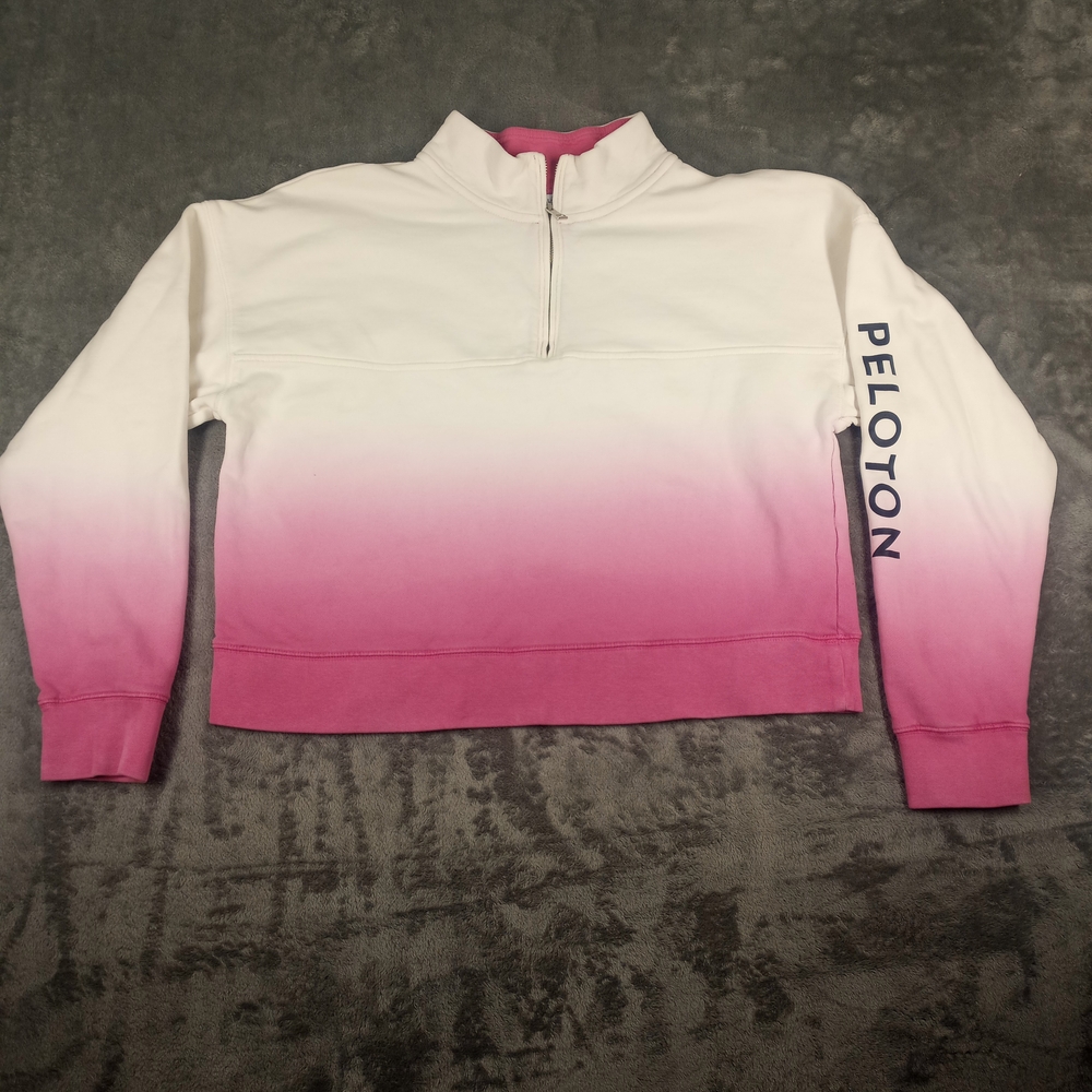 Peloton Women's White to Pink Ombre Half-Zip Pullover Large